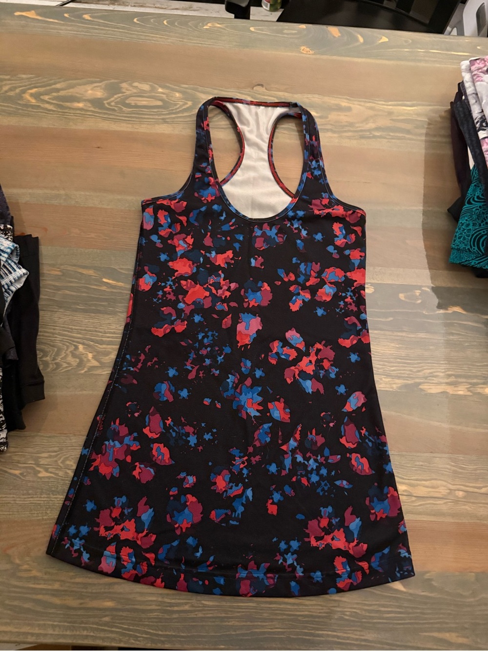 Lululemon Dandi Black cool Racerback Dress with Red Blue pink Floral Print